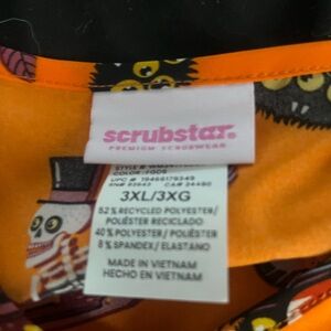 Scrubstar Halloween Scrub Top with Skeletons and Owls